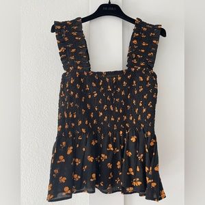 Ganni smocked peplum tank | like new